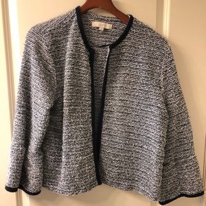 Loft blue light tweed style jacket w/bell sleeves